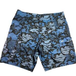 AFTCO Tactical Fishing cargo Shorts blue Black  camo size 42